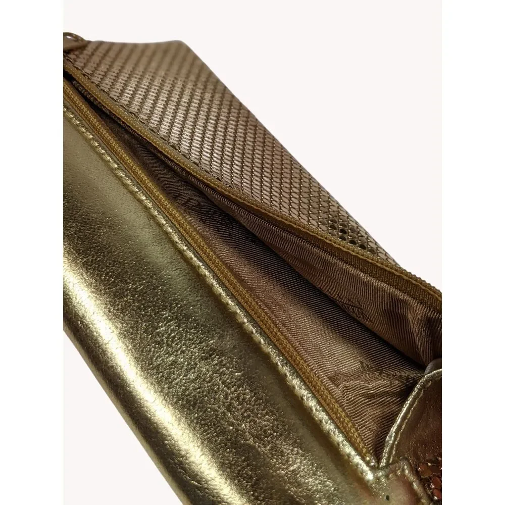 Vintage Whiting & Davis Gold Mesh Wallet Checkbook Clutch NOS Glam Coquette 70s